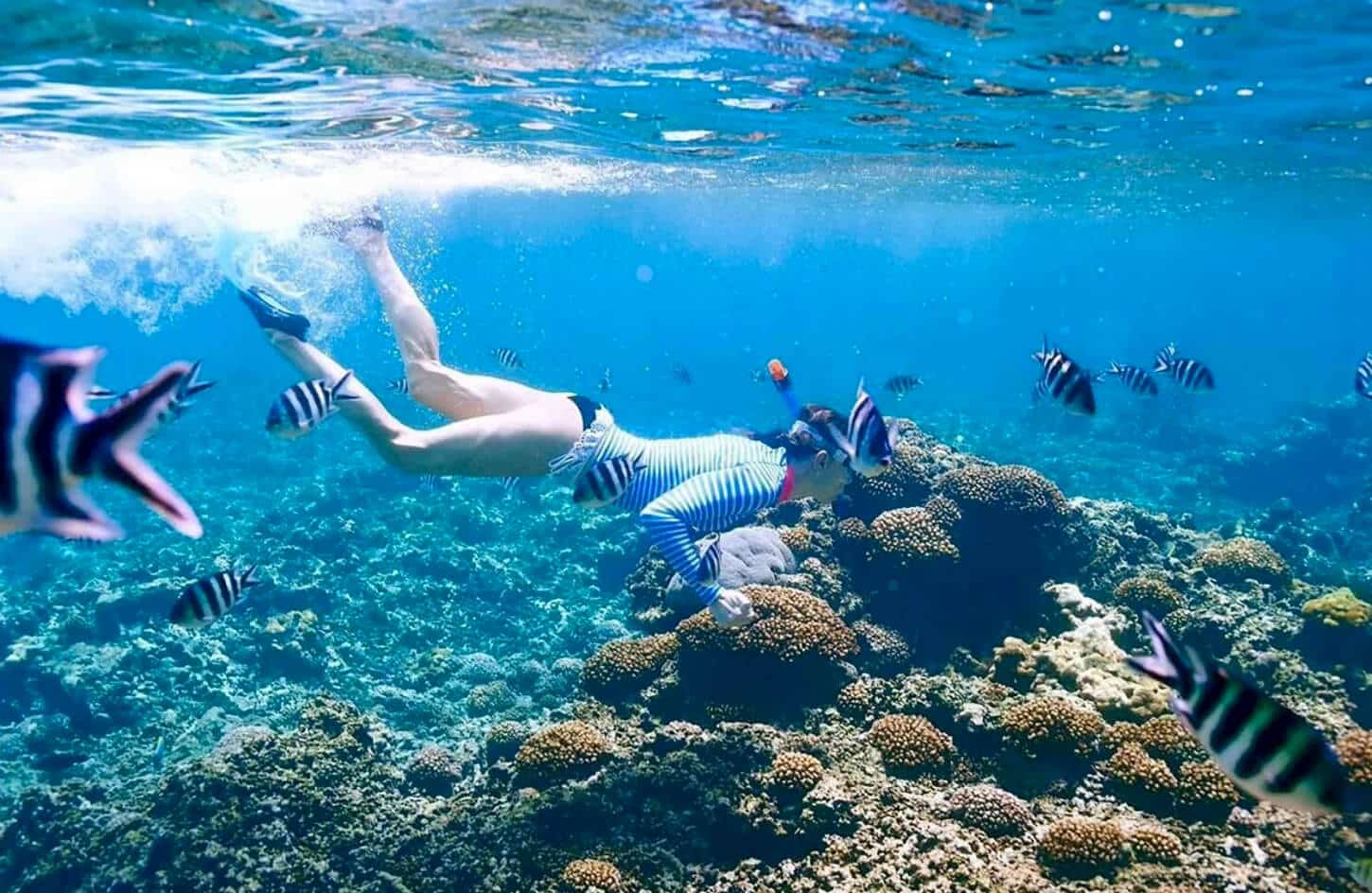 A wonderful shot of one of the divers from one of the beaches of Ras Mohammed in Sharm