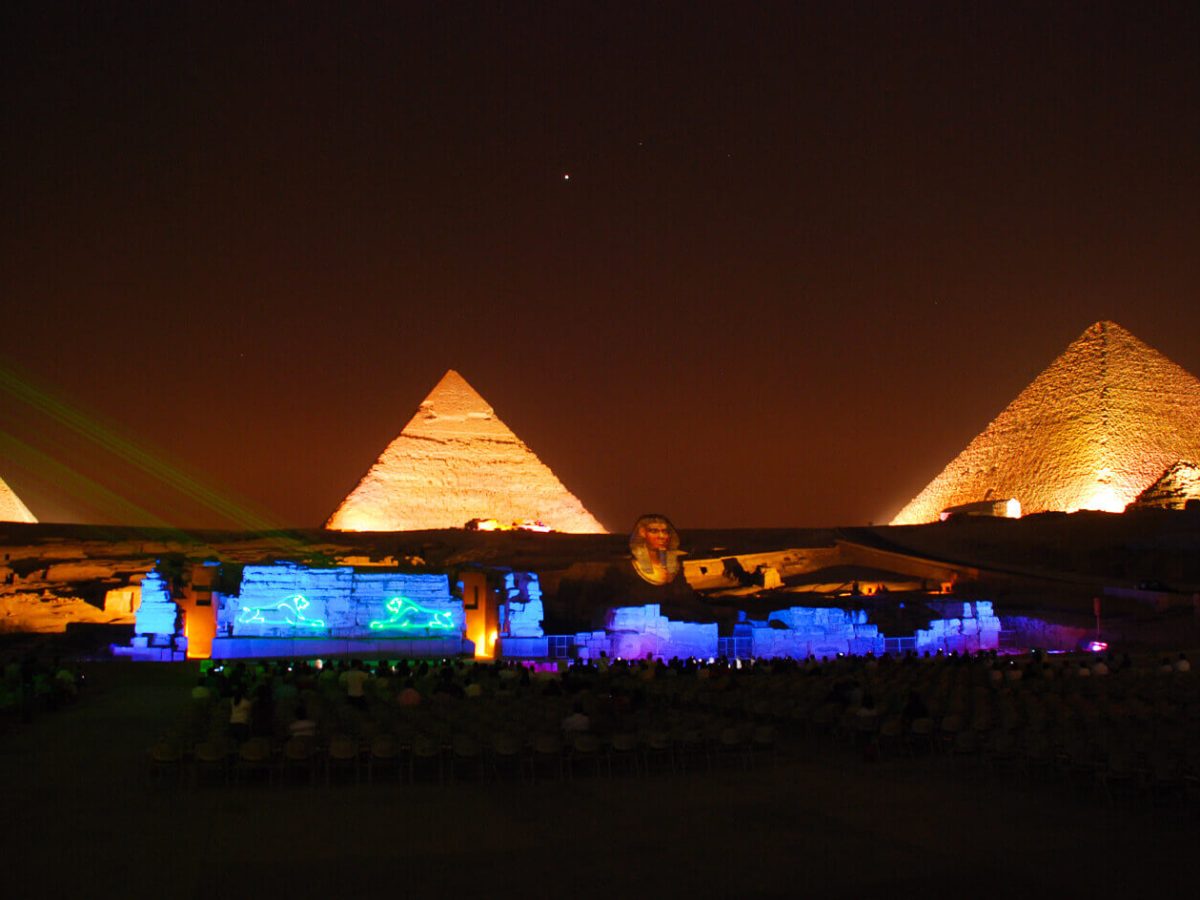 A great shot of the sound and light show at the pyramids in Giza