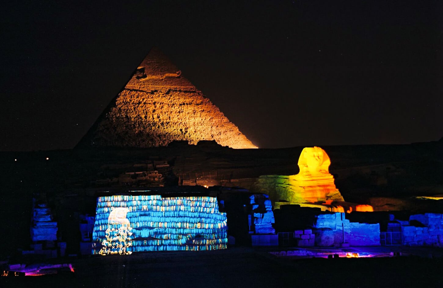 A wonderful shot of the sound and light show at the Pyramids of Giza