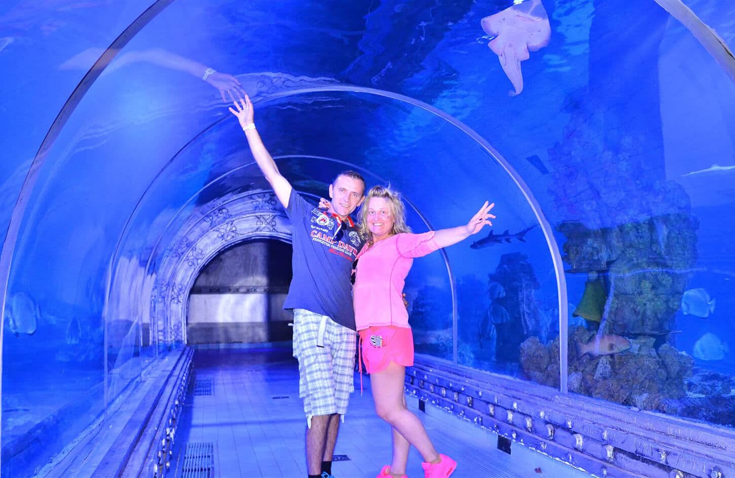 A very beautiful and wonderful picture of the couple in the Grand Aquarium Tour in Hurghada