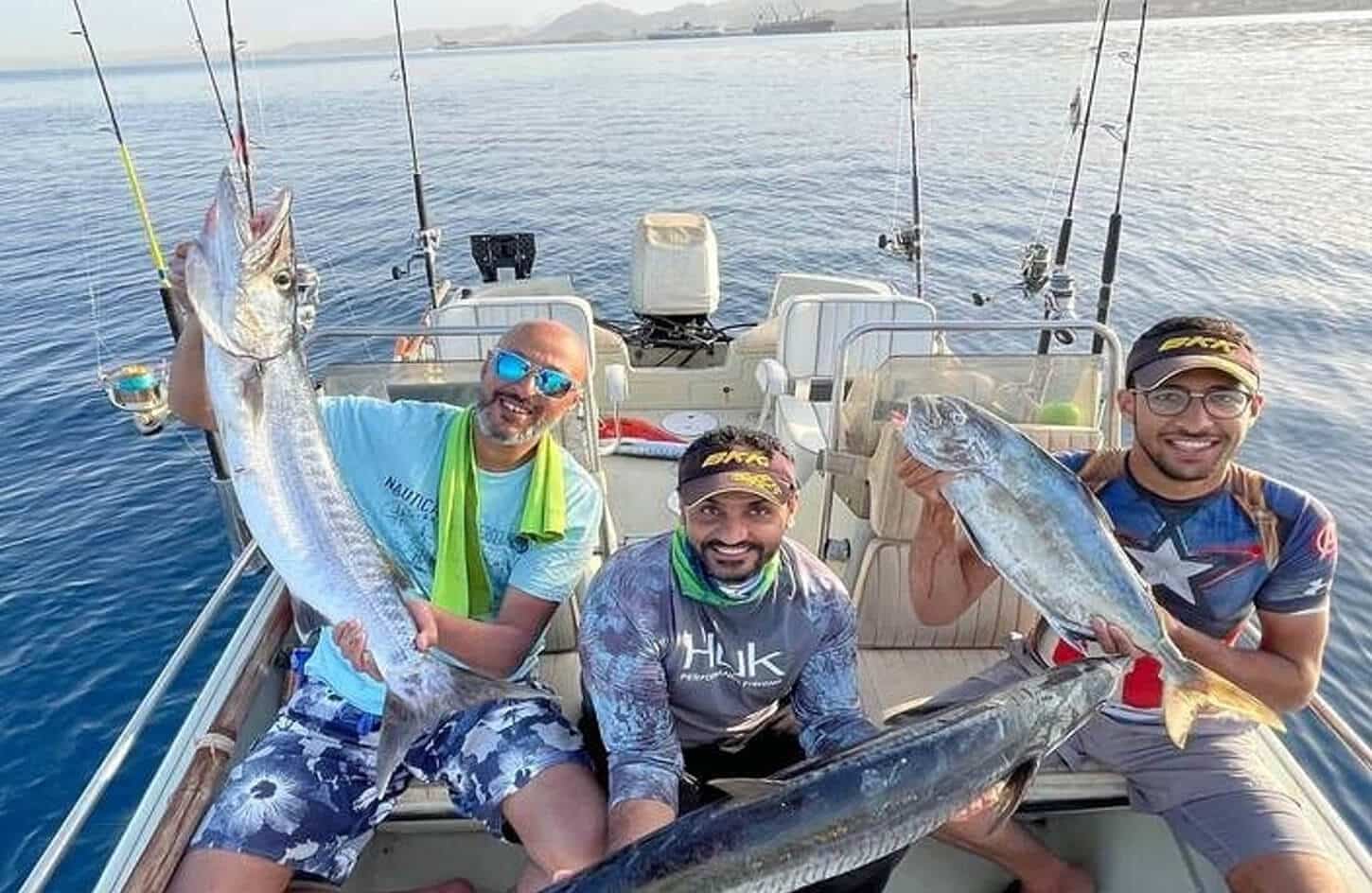 A very nice picture of a group of tourists on a fishing trip in Hurghada