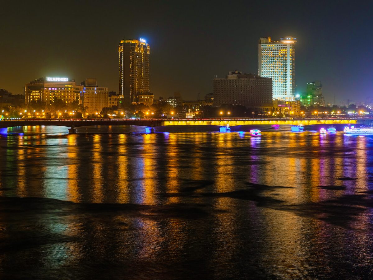 A view from the Niles journey to the Cairo Towers at night 1