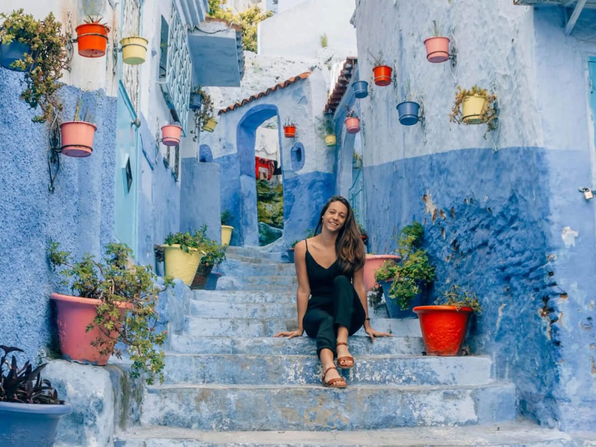 A wonderful picture of a woman from the blue city of Chefchaouen