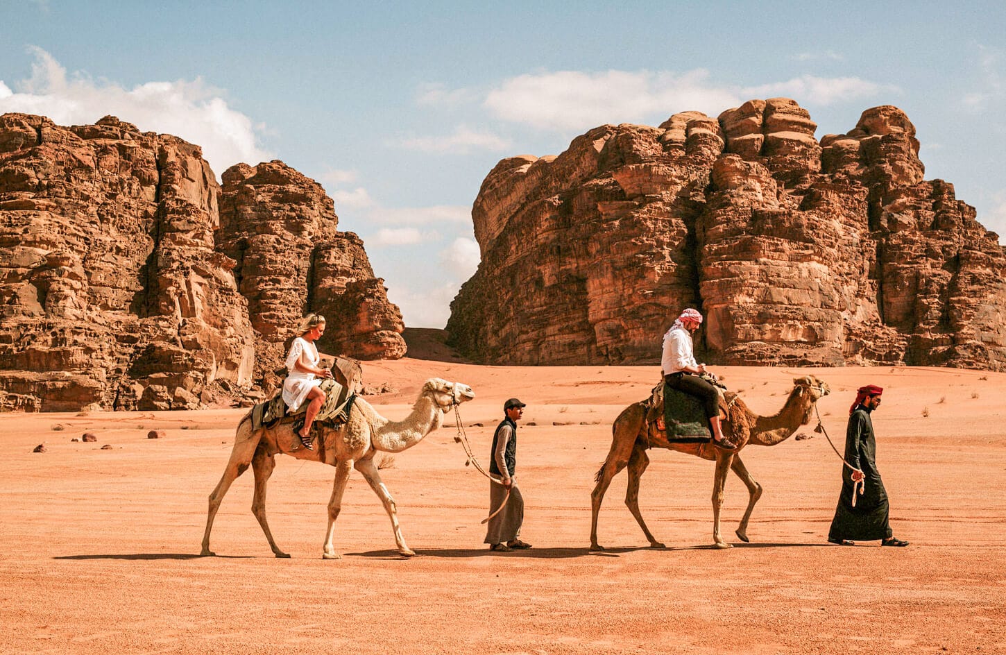 A wonderful picture of one of the camel safari trips from Wadi Al Rum Jordan