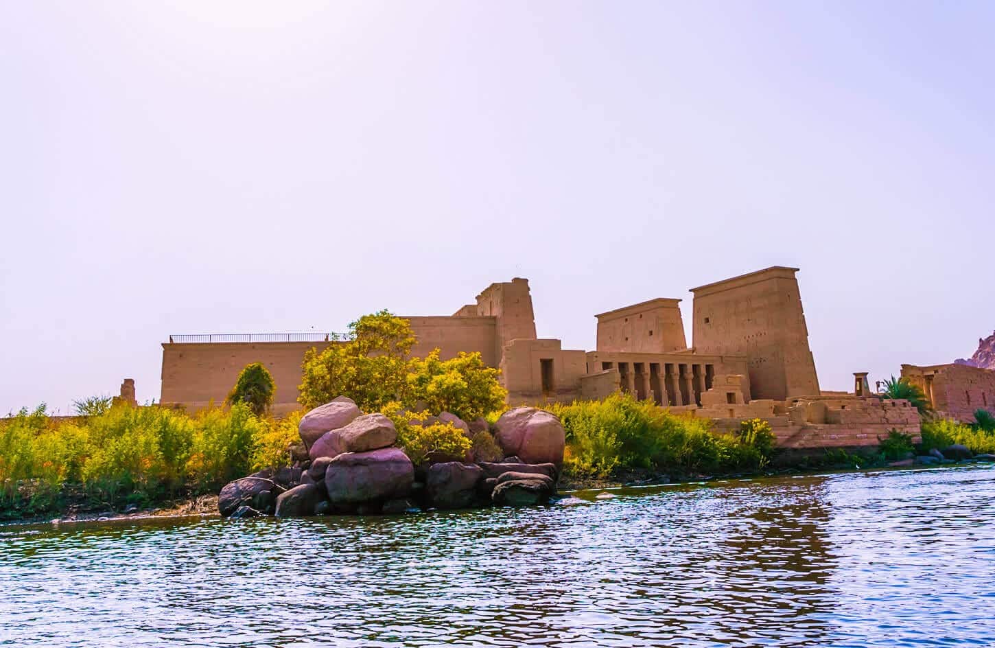 A wonderful picture of the Philae Temple from a boat in the Nile