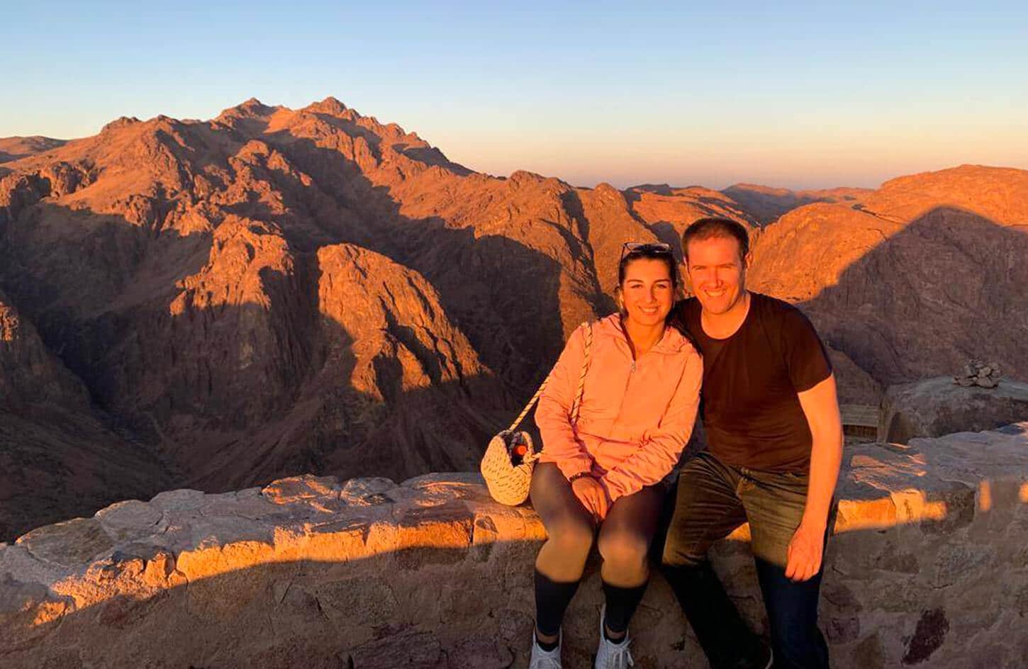 A wonderful picture of the couple from the top of Mount Moses