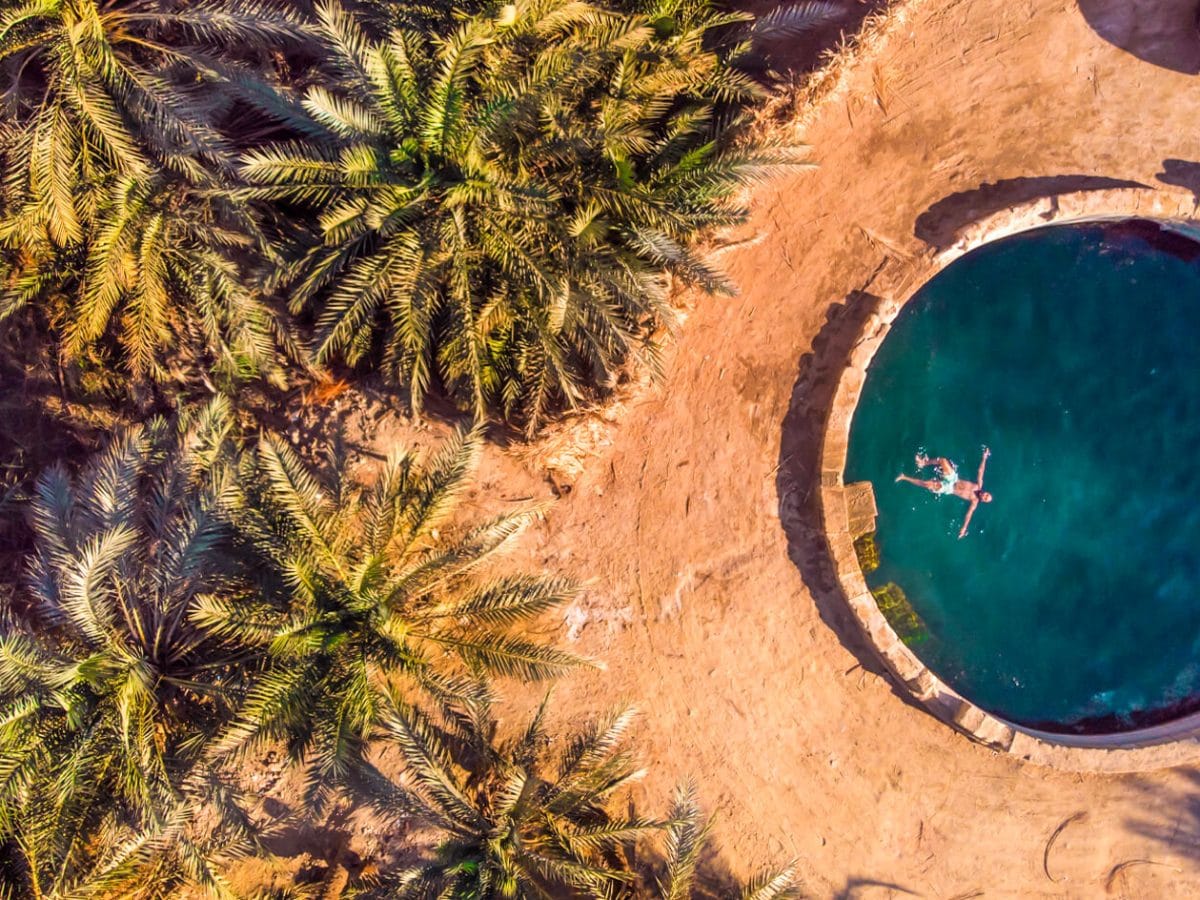 A wonderful shot of a traveler from one of the wonderful springs in Siwa