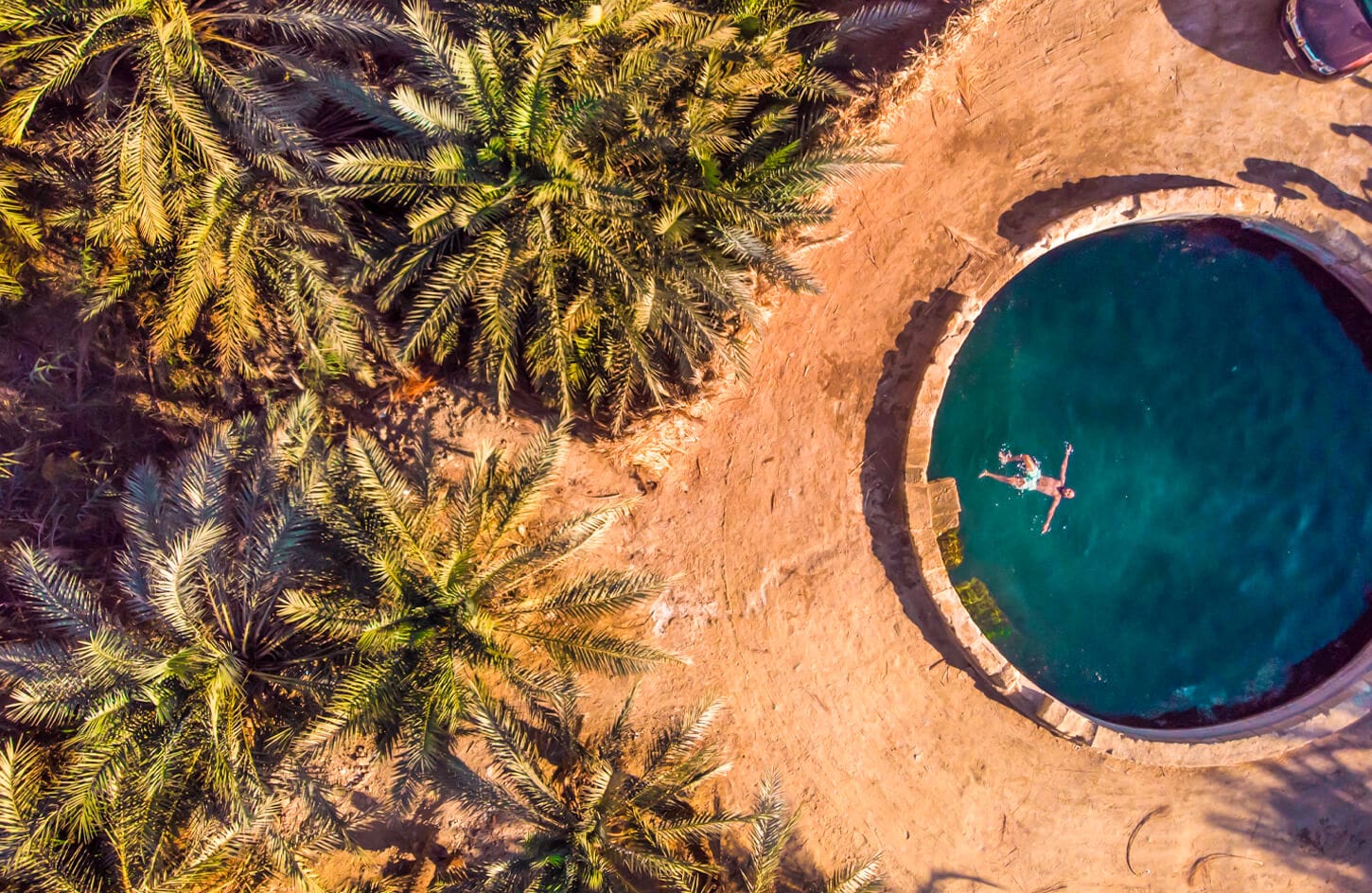 A wonderful shot of a traveler from one of the wonderful springs in Siwa
