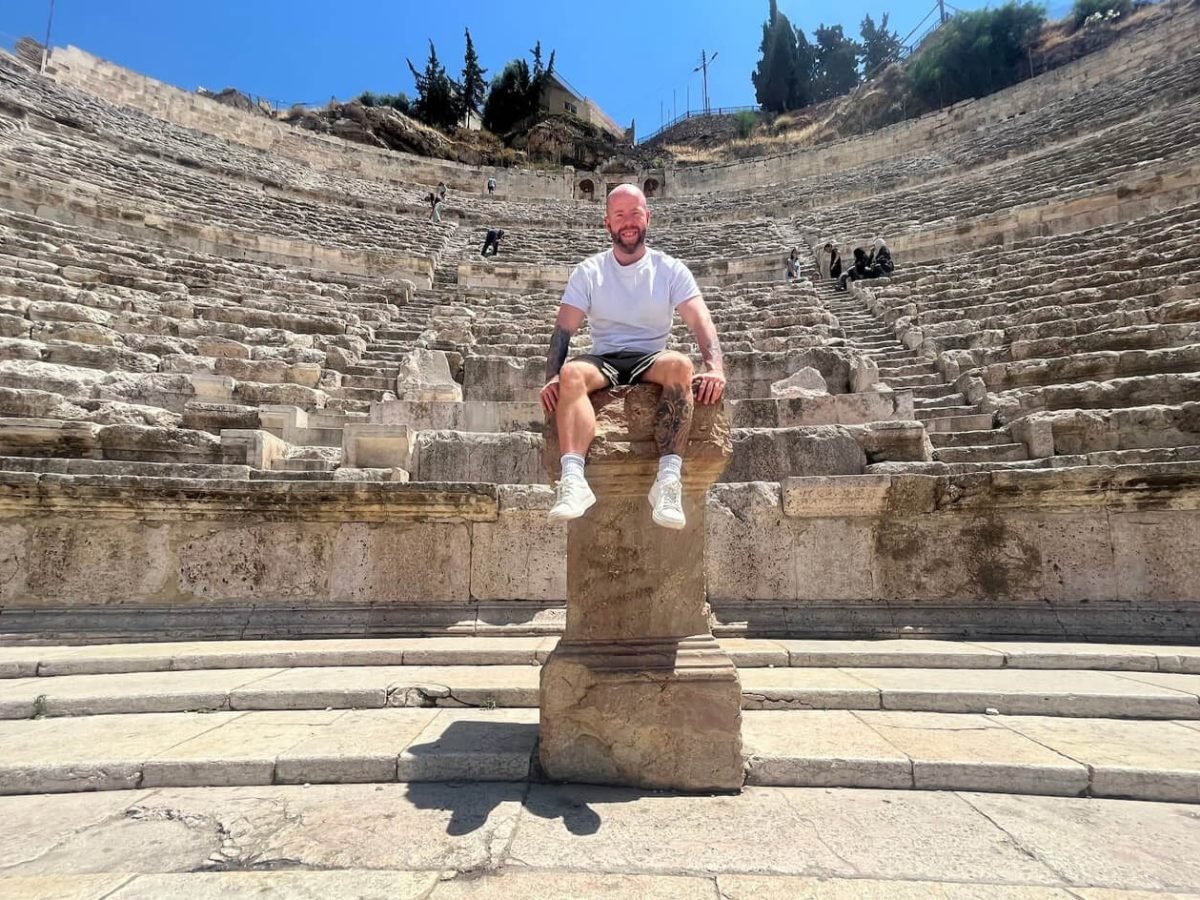 Beautiful picture of a tourist in the Roman Theater