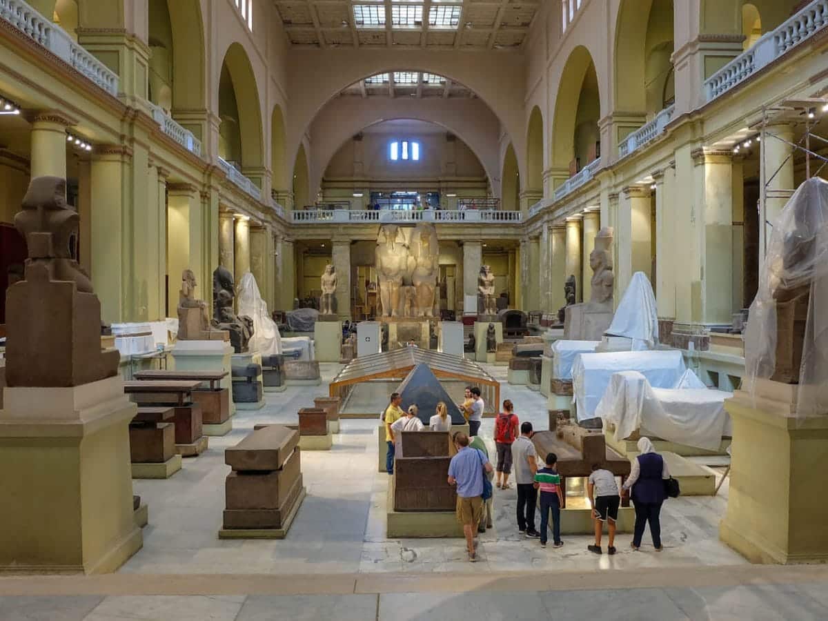 Picture of some visitors from the Egyptian Museum while doing some updates