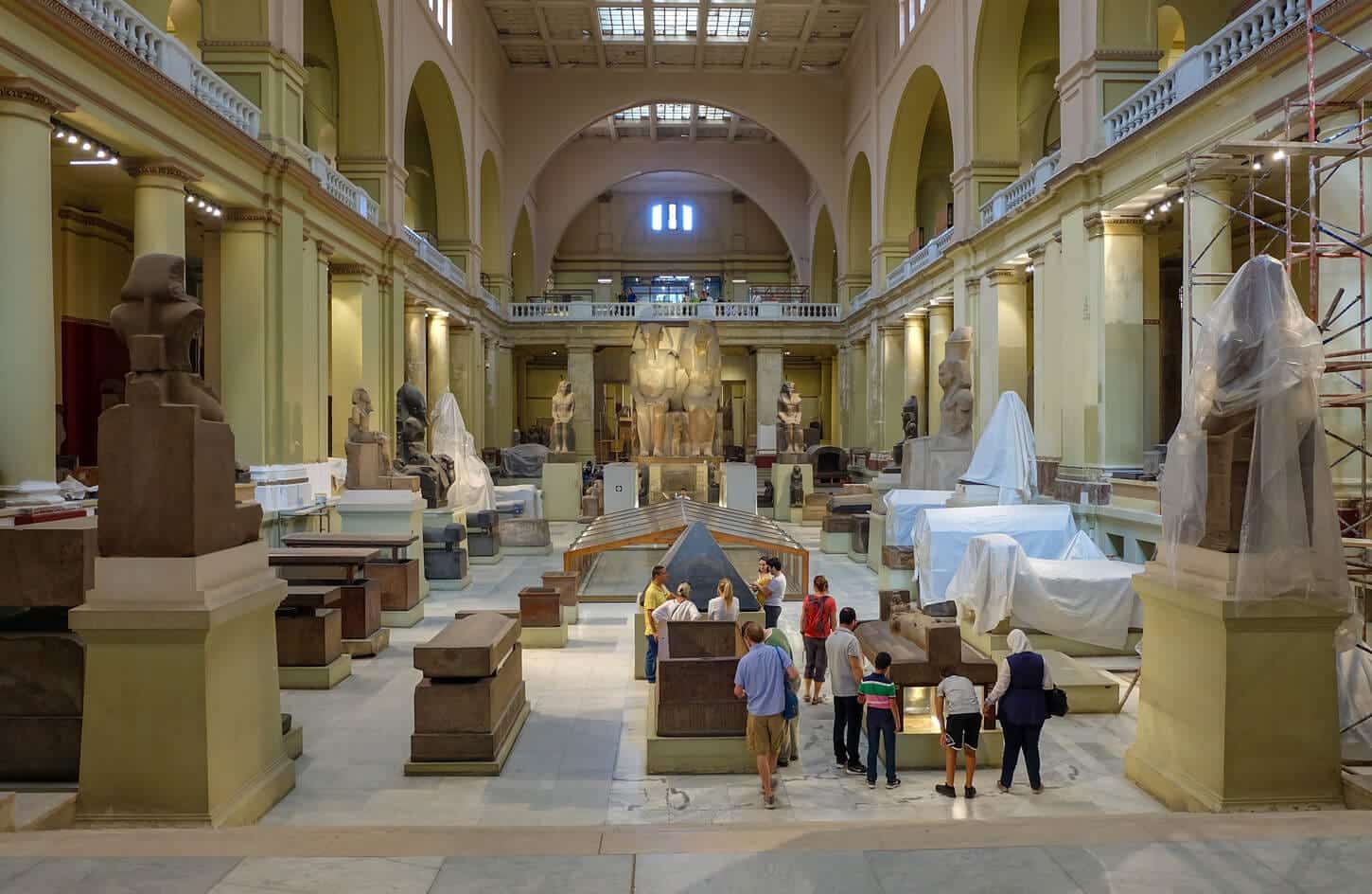 Picture of some visitors from the Egyptian Museum while doing some updates