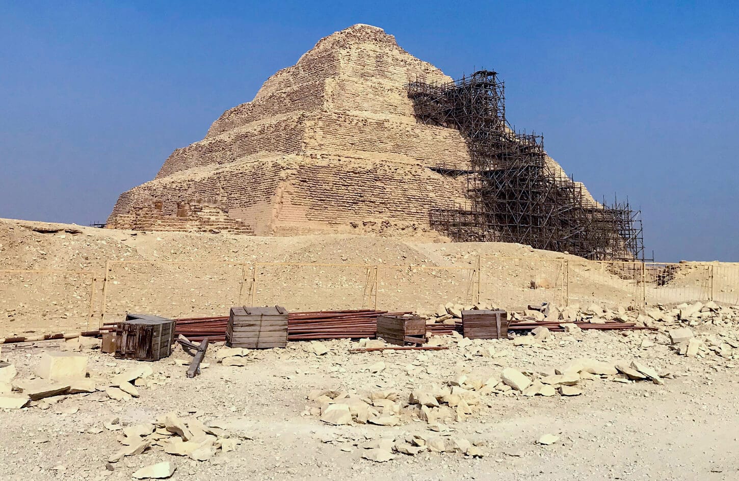 Pictures of the pyramid of Saqqara during the restoration