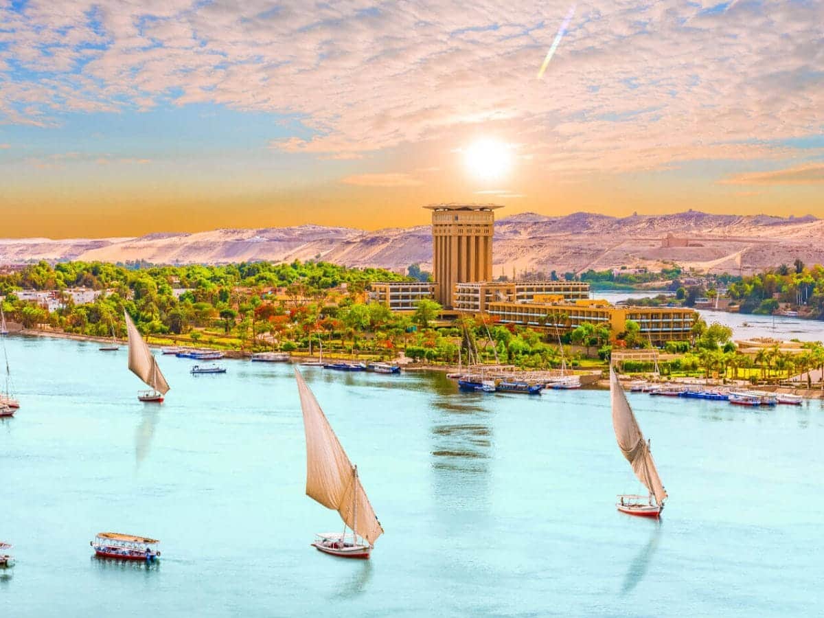 Some boats sailing on the Nile from Aswan
