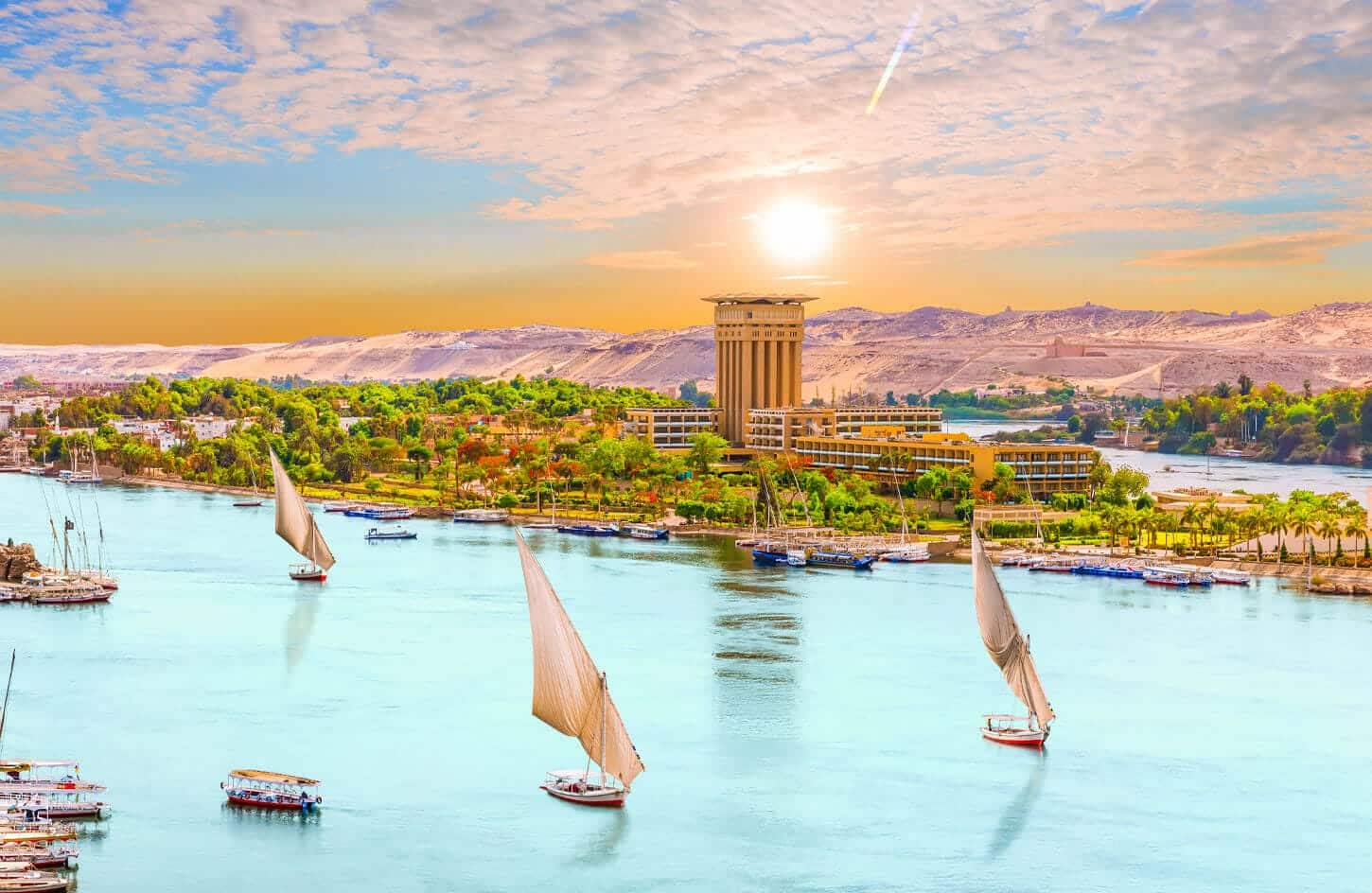 Some boats sailing on the Nile from Aswan