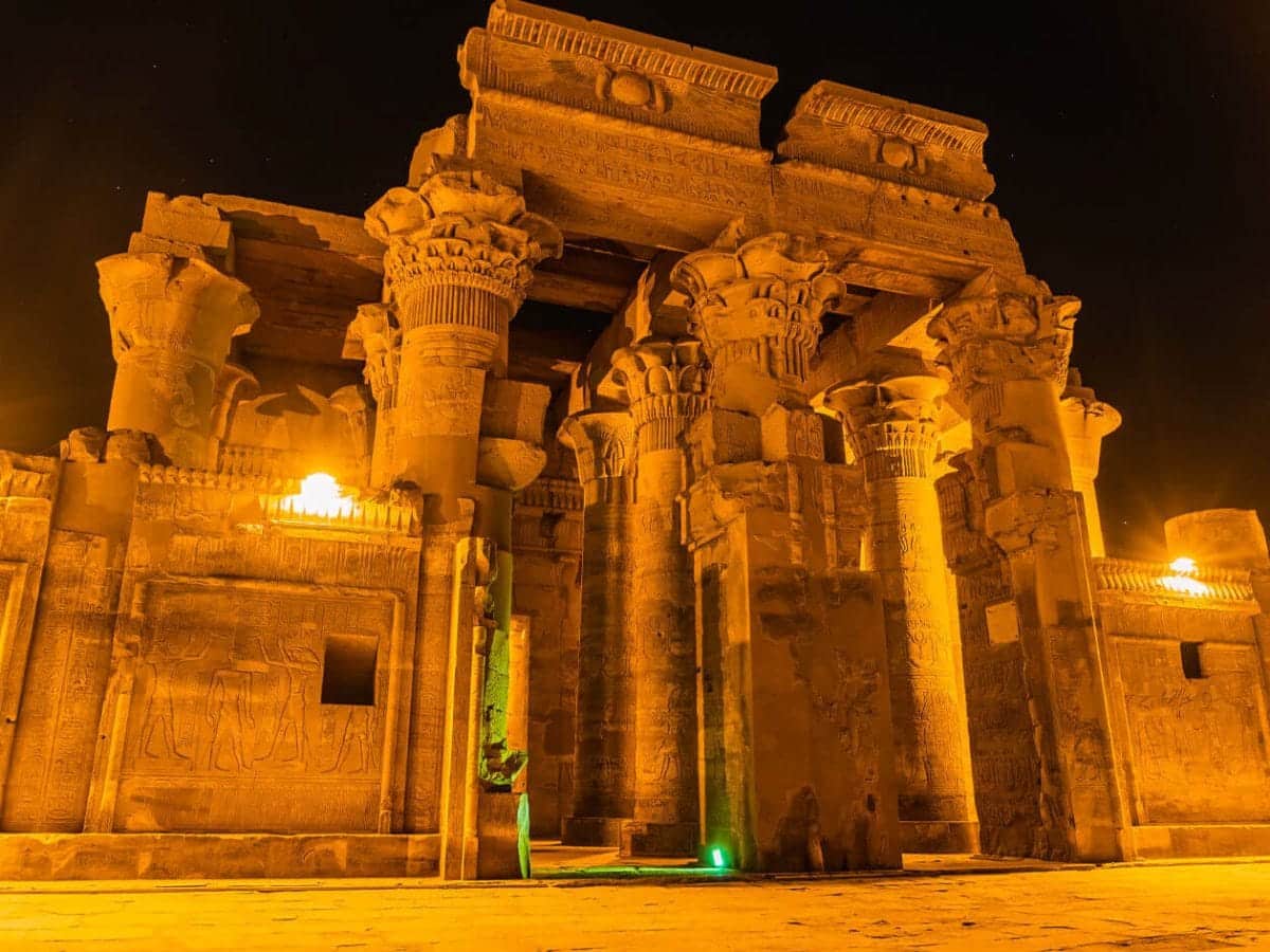 The magnificent Kom Ombo Temple from Luxor at night