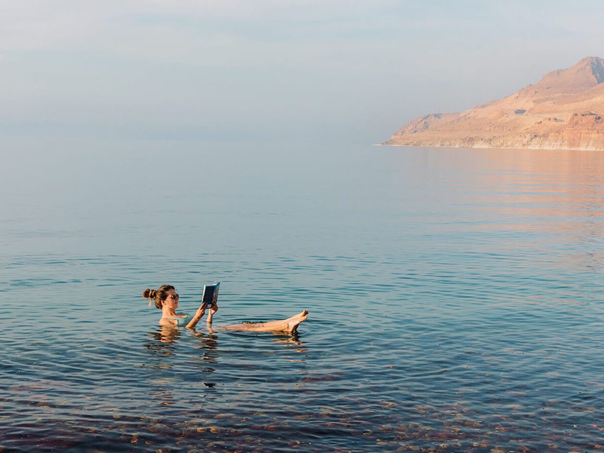 Very beautiful picture of a woman in the Dead Sea