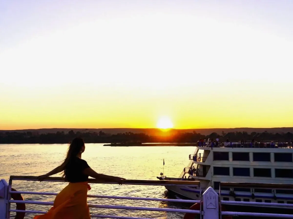 How to Choose the Best Nile Cruise in Egypt - 2026 Guide 3 woman watching sunset on nile river cruise deck