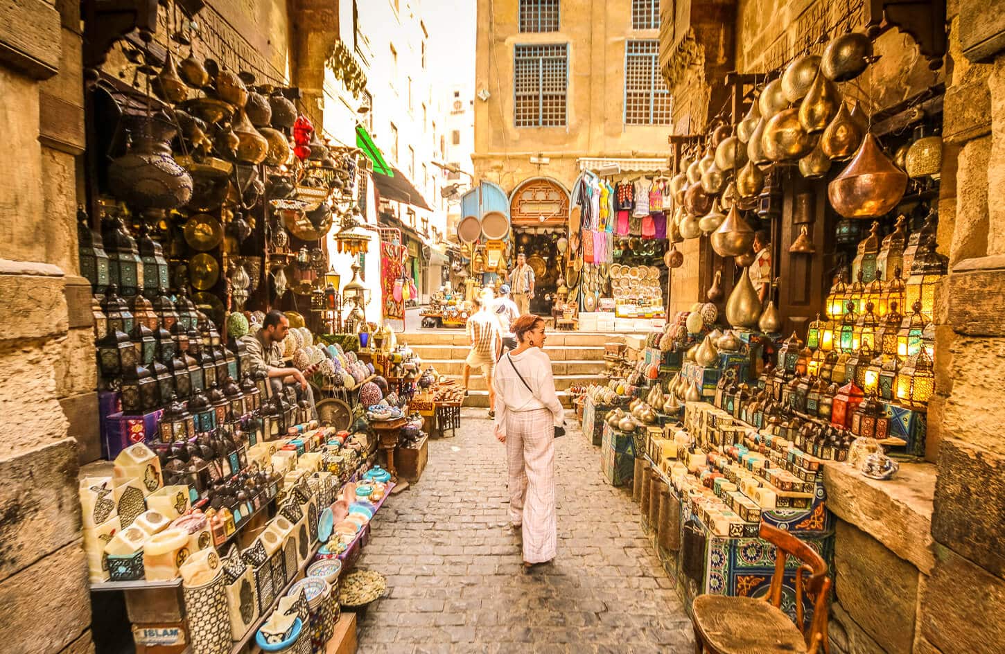 Amazing shot of a tourist in Khan El Khalili