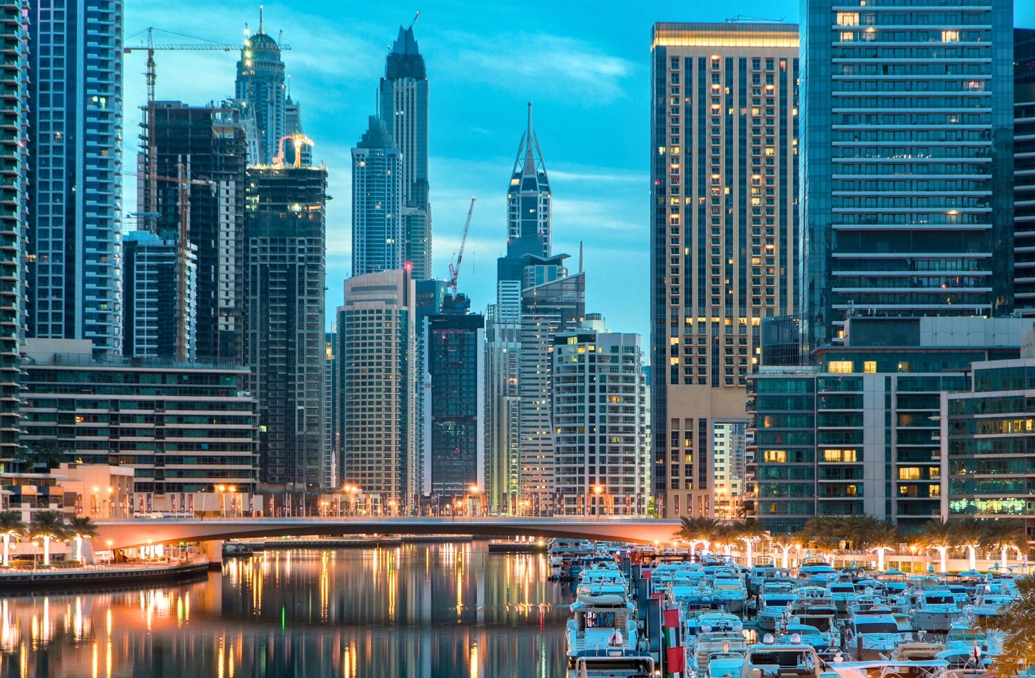 Dubai skyline at night with Burj Khalifa illuminated, UAE — top destinations in the Middle East 2026