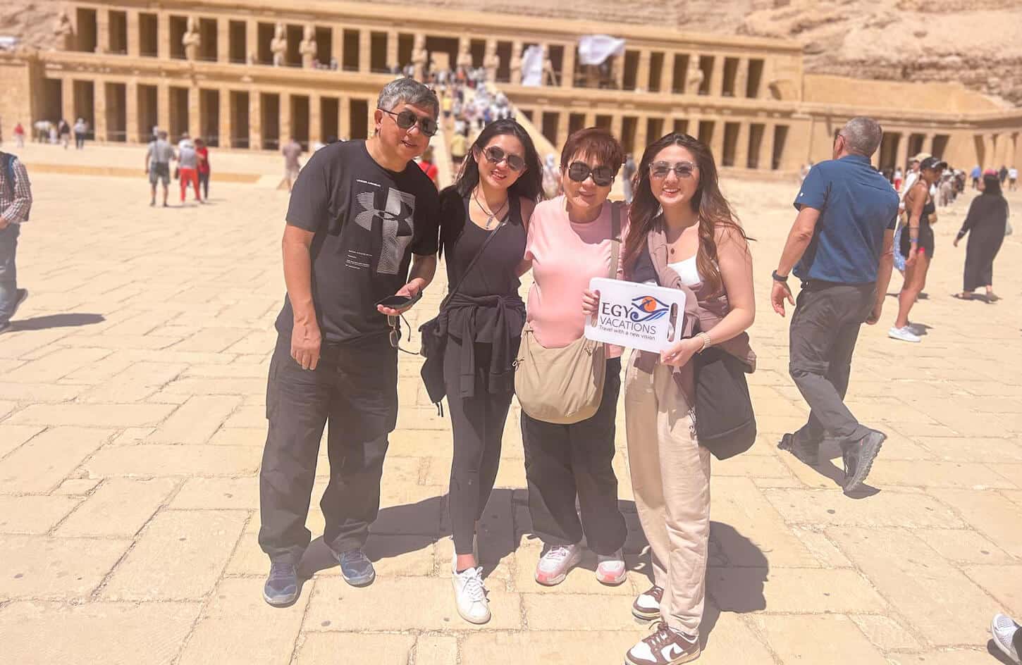 A wonderful photo of a family from one of our clients in front of Hatshepsut Temple