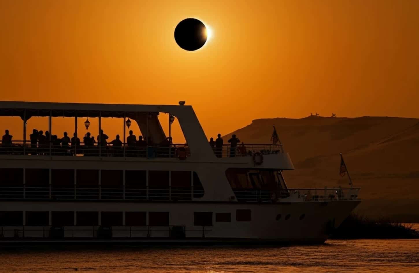 a wonderful shot of a solar eclipse from a sea trip