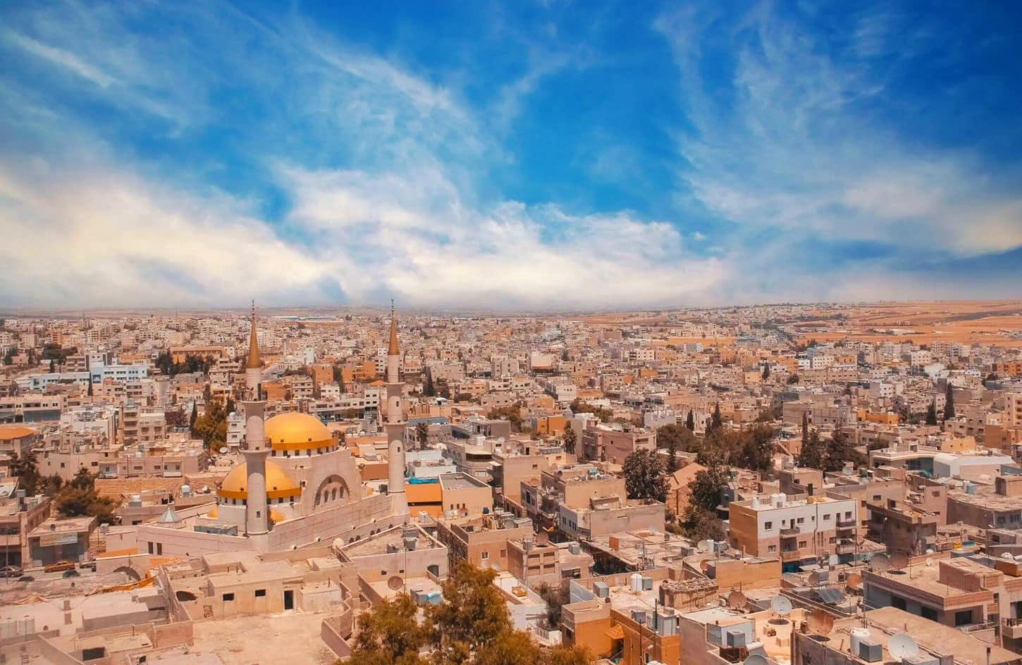 a distinctive shot from above of madaba jordan