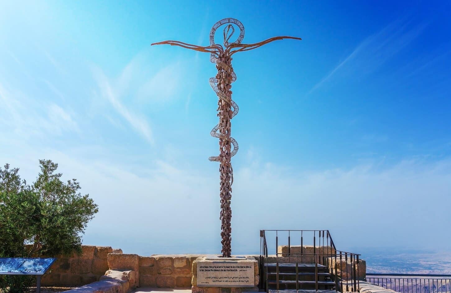 a wonderful photo of the memorial from the top of mount nebo