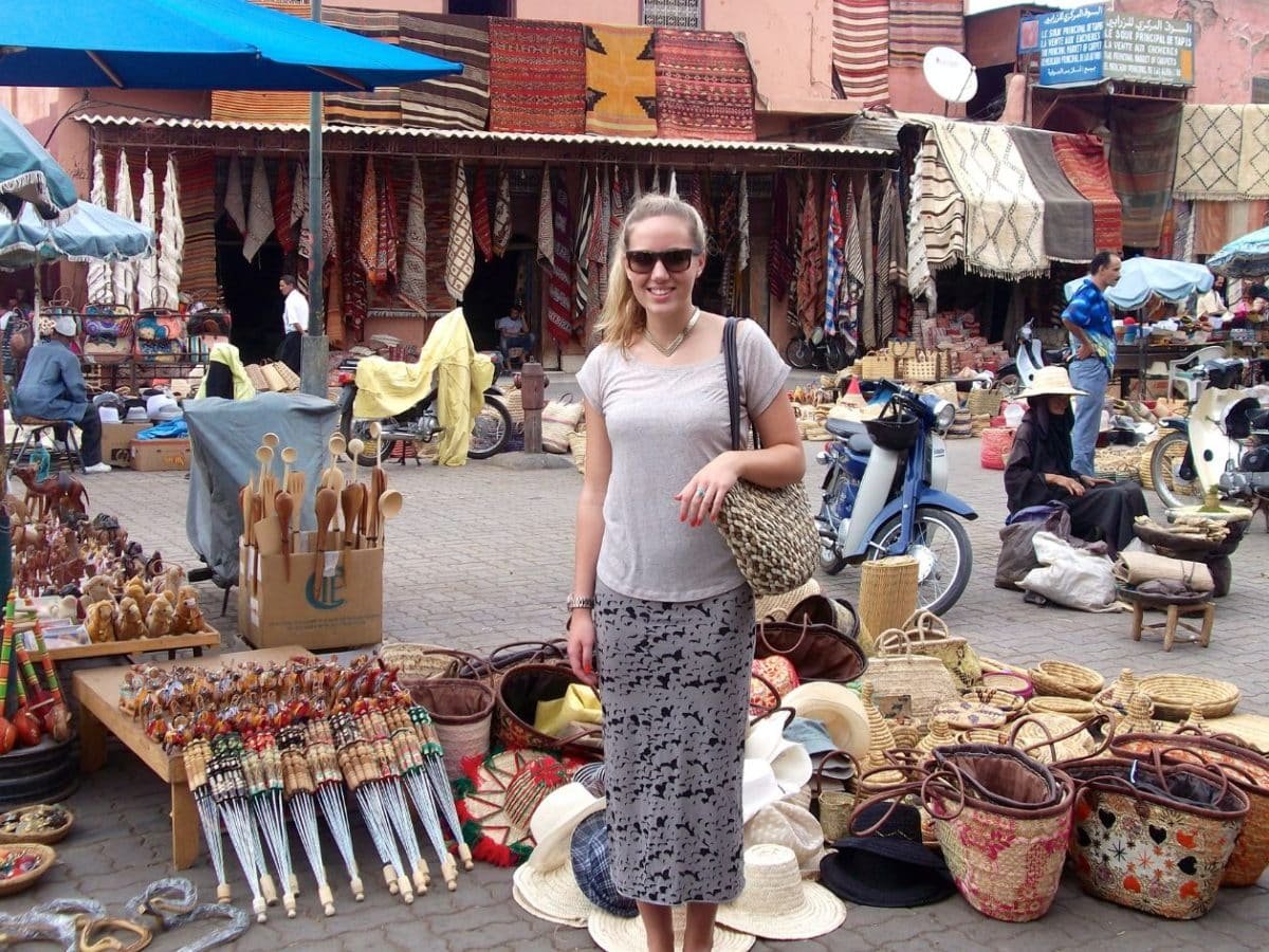 a wonderful shot of a girl from one of the markets in marrakech morocco