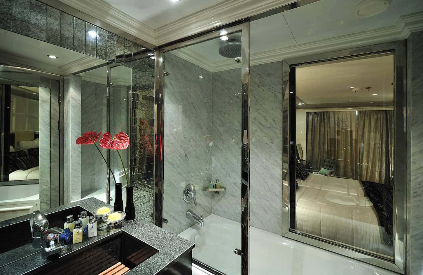 Great photo from inside the bathroom of the rooms that make a cruise on the Nile in Mayfair
