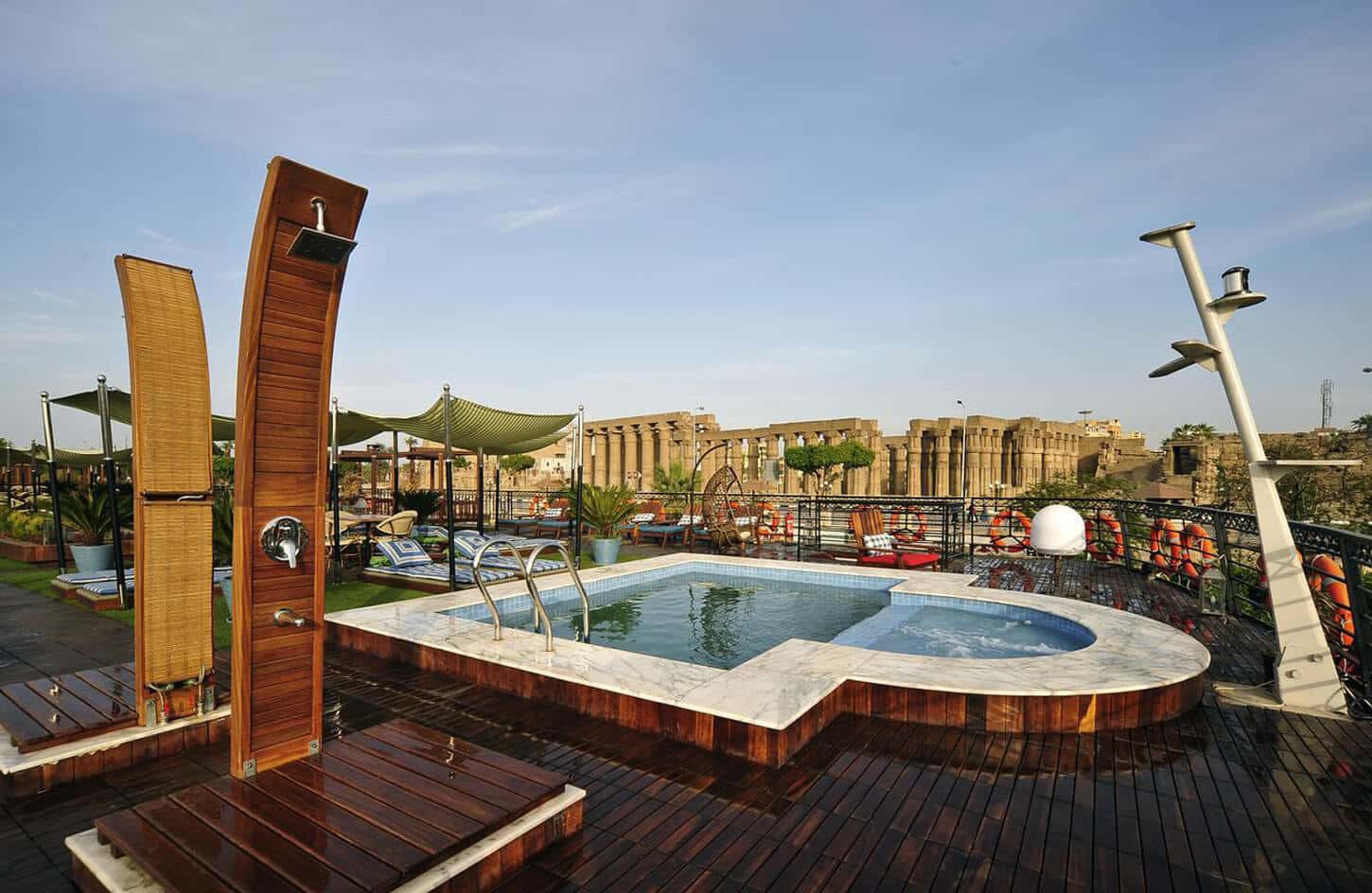 Great view of the swimming pool from a Nile cruise in Mayfair