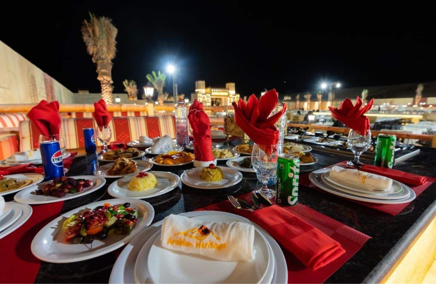 a great shot of food from inside arabian heritage