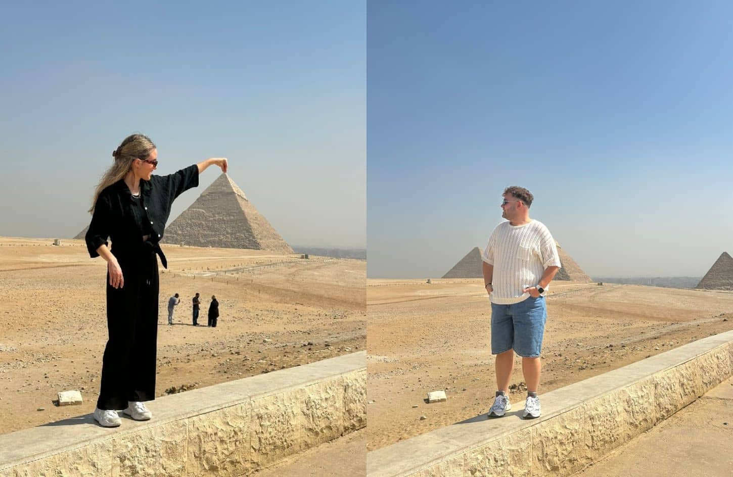 a wonderful shot of a couple of our visitors in front of the pyramids