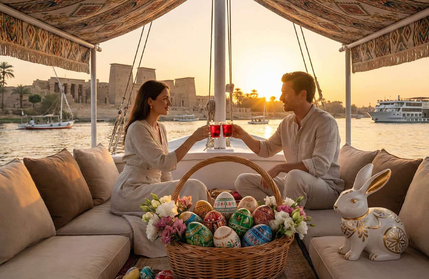 A wonderful photo of the couple celebrating Easter in Egypt on a cruise ship