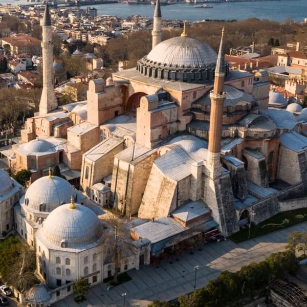 a great shot from above of hagia sophia